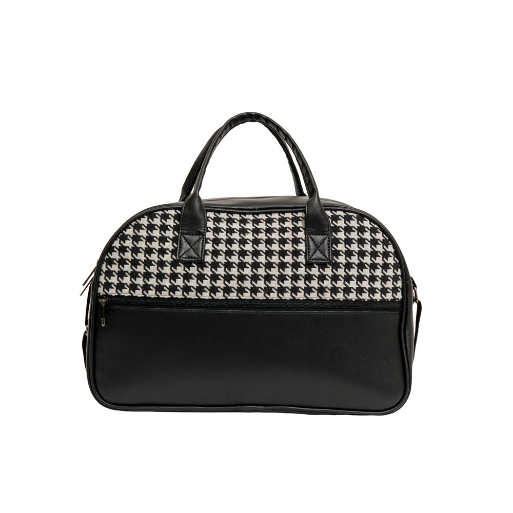 Classic Houndstooth Pattern Faux Leather Travel Duffle Bag (Model: TR414)