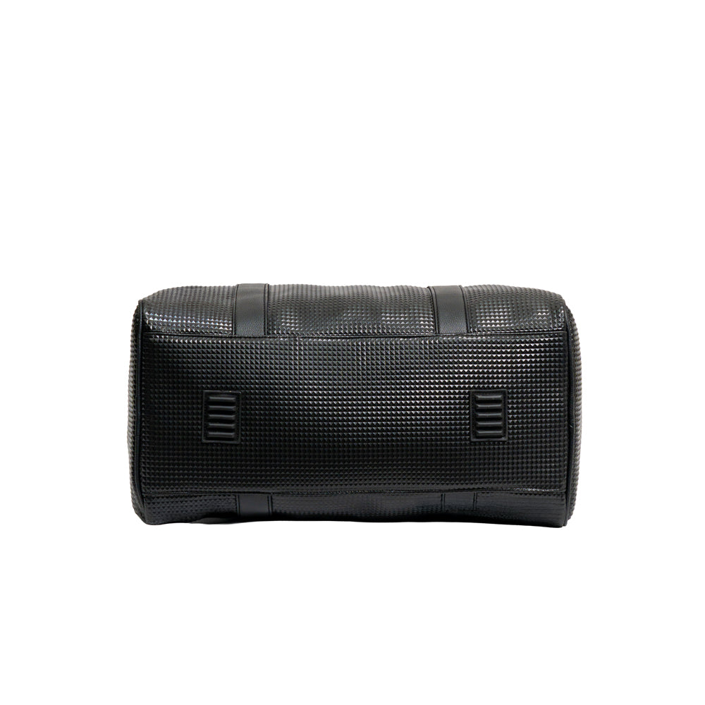 TEXEL All-Black Embossed Monogram Faux Leather Travel Duffle Bag (Model: TXL401)