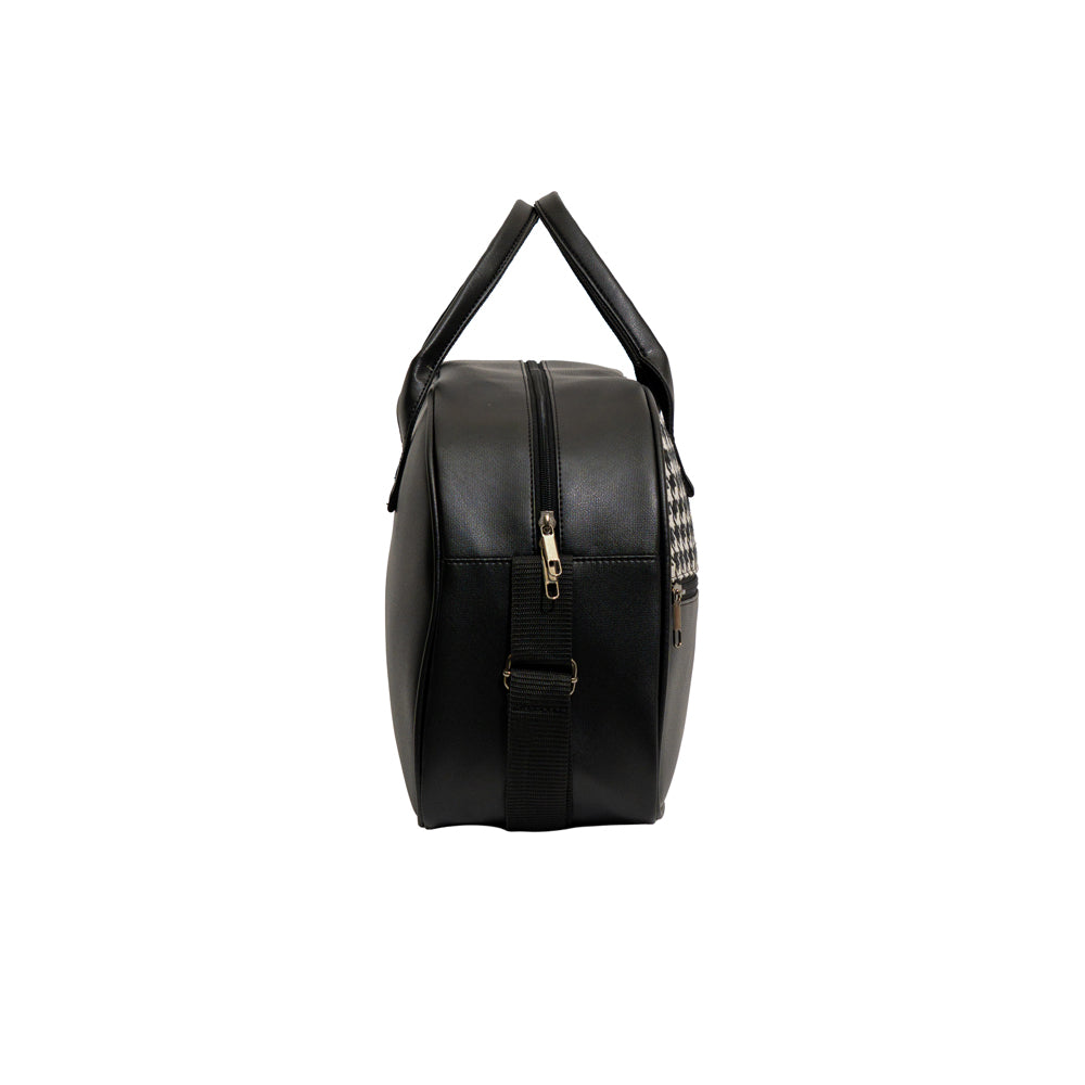 Classic Houndstooth Pattern Faux Leather Travel Duffle Bag (Model: TR414)