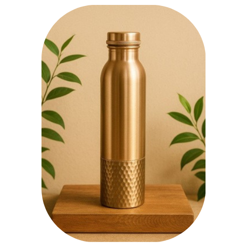 TATVA Hand-Crafted Copper Bottle – Half Hammered