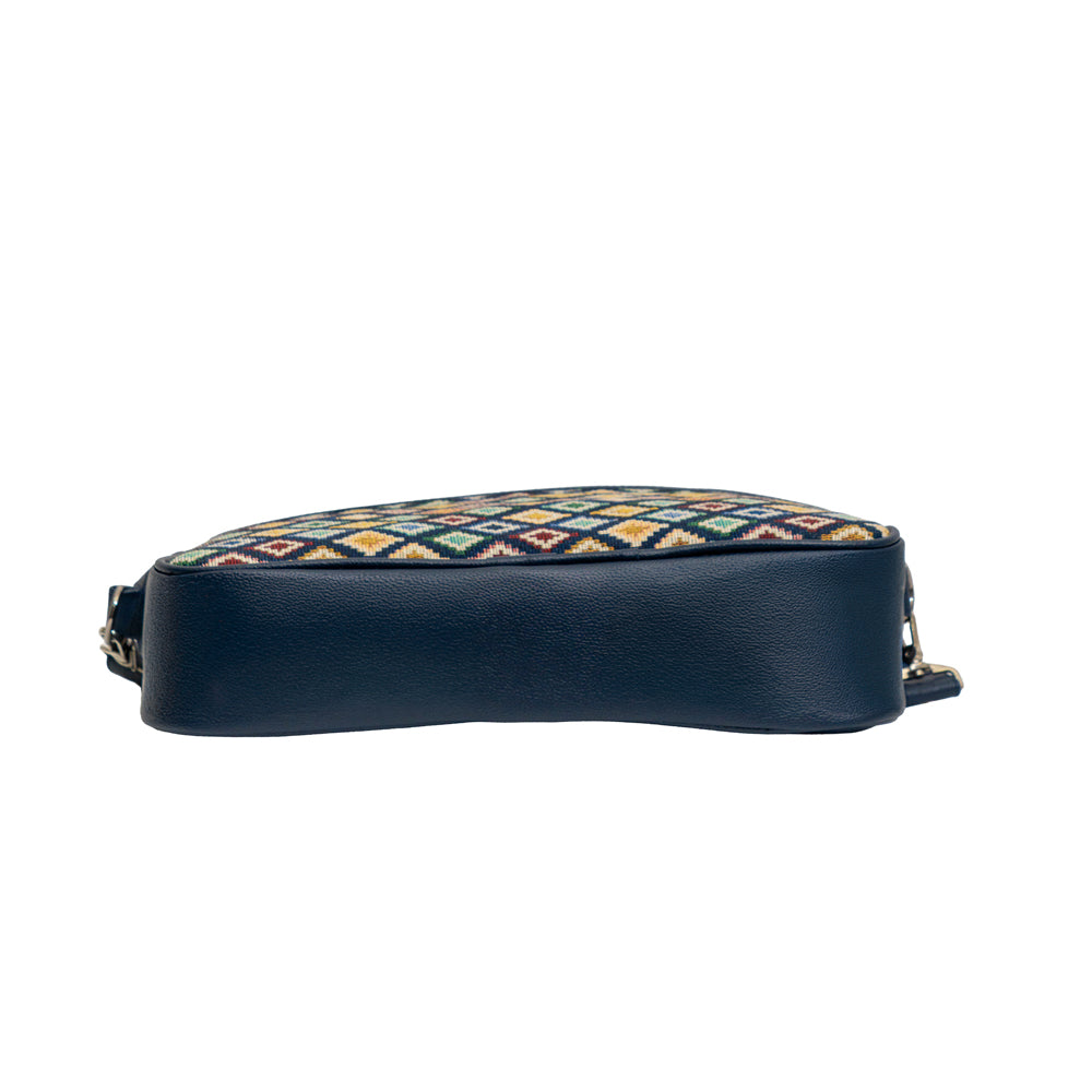 Navy Blue Diamond Jacquard Messenger Travel Bag (Model: OMZ107)