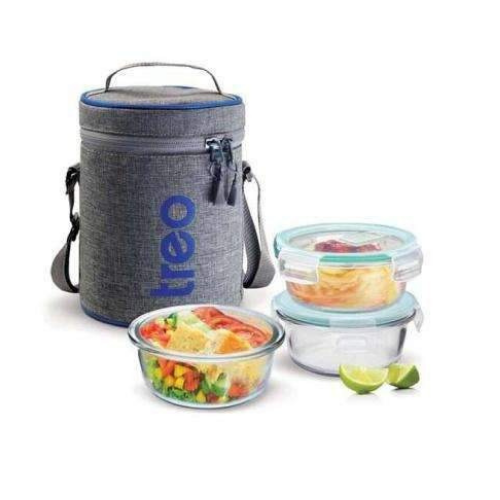 ALL FRESH ROUND BOROSILICATE GLASS TIFFIN 3 PCS SET