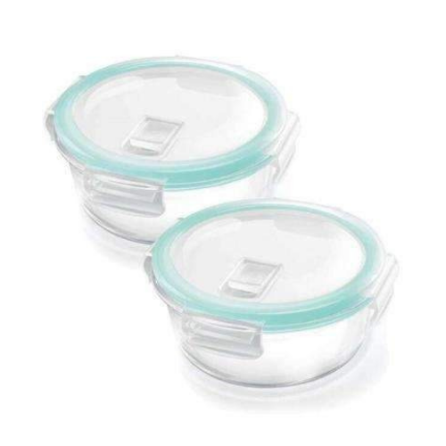 Hi Borosilicate Clip Fresh Round Container 400ML 2 Pcs Set
