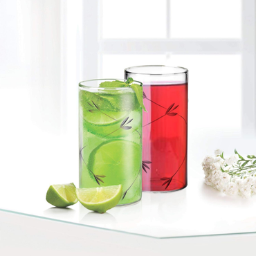 Borosilicate Decorative Vector Glass Tumbler 300 ML 6 Pcs Set