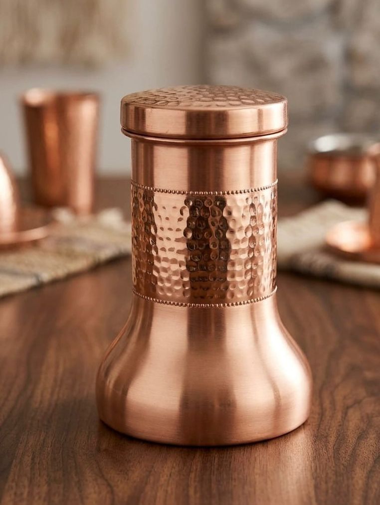 Pure Copper Water Bottle – Hammered Finish, 950 ml आरोग्य