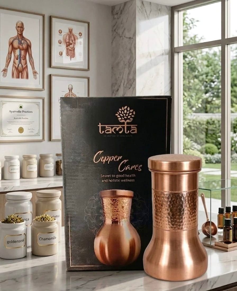 Pure Copper Water Bottle – Hammered Finish, 950 ml आरोग्य