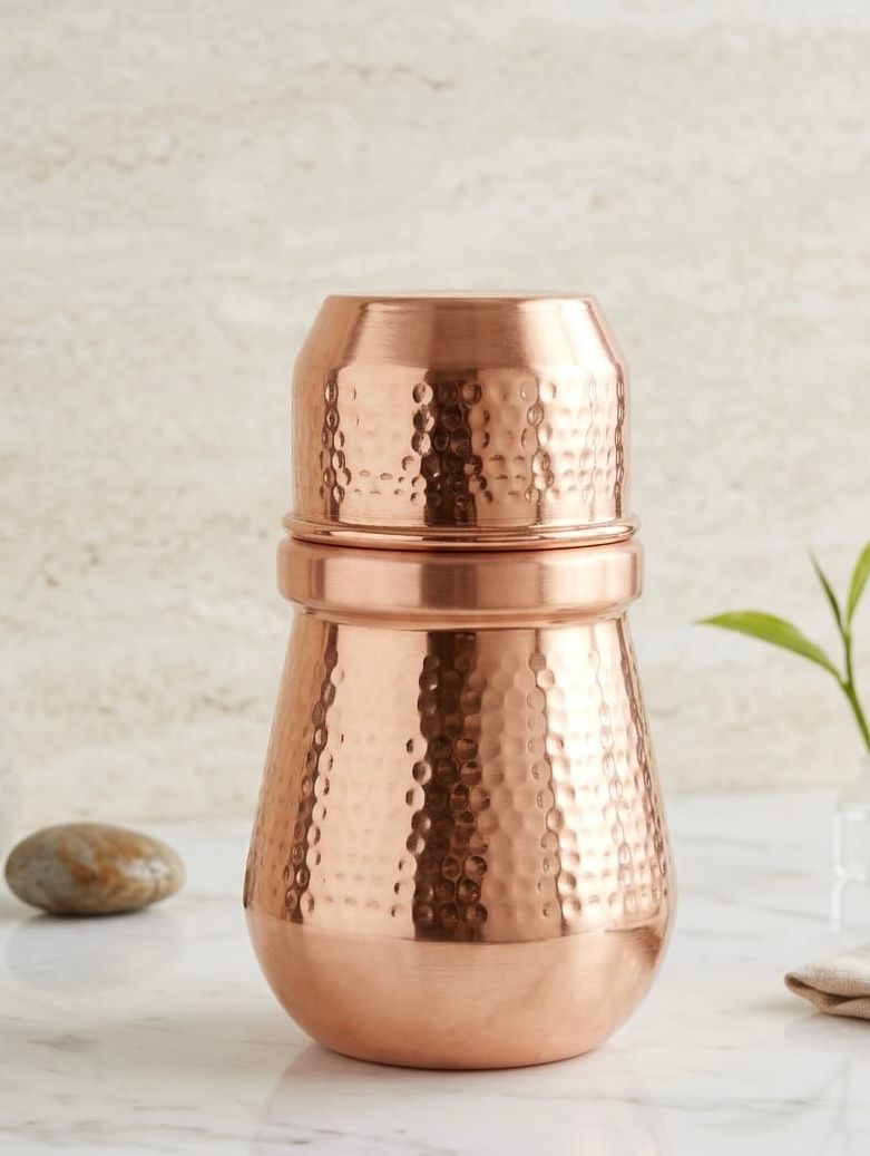 Pure Copper Water Bottle – Hammered Finish, 950 ml H011 जल