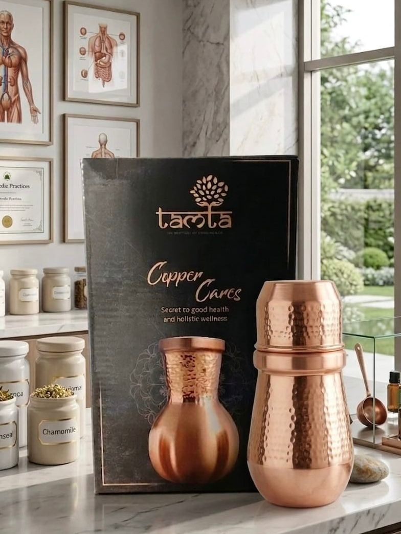 Pure Copper Water Bottle – Hammered Finish, 950 ml H011 जल