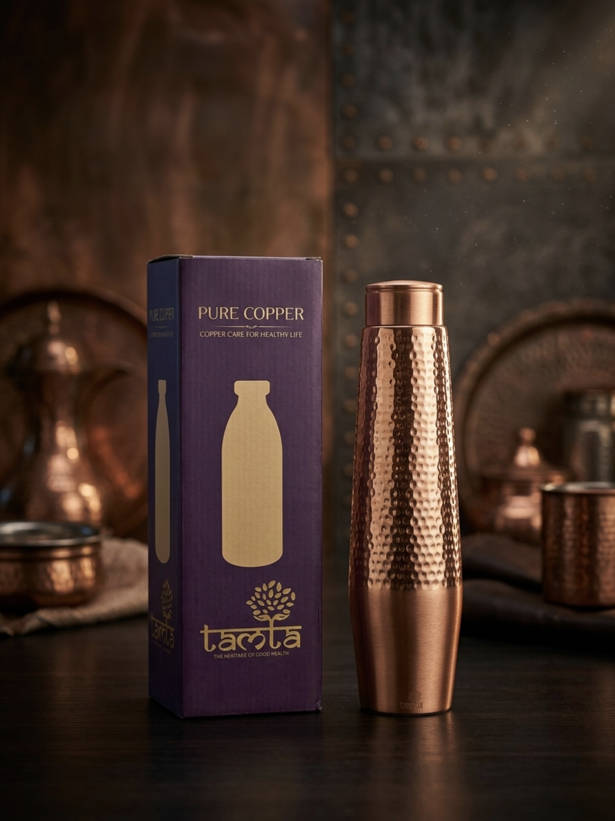 Crafted Copper Bottle – Half Hammered 950 ml H021 - विरासत