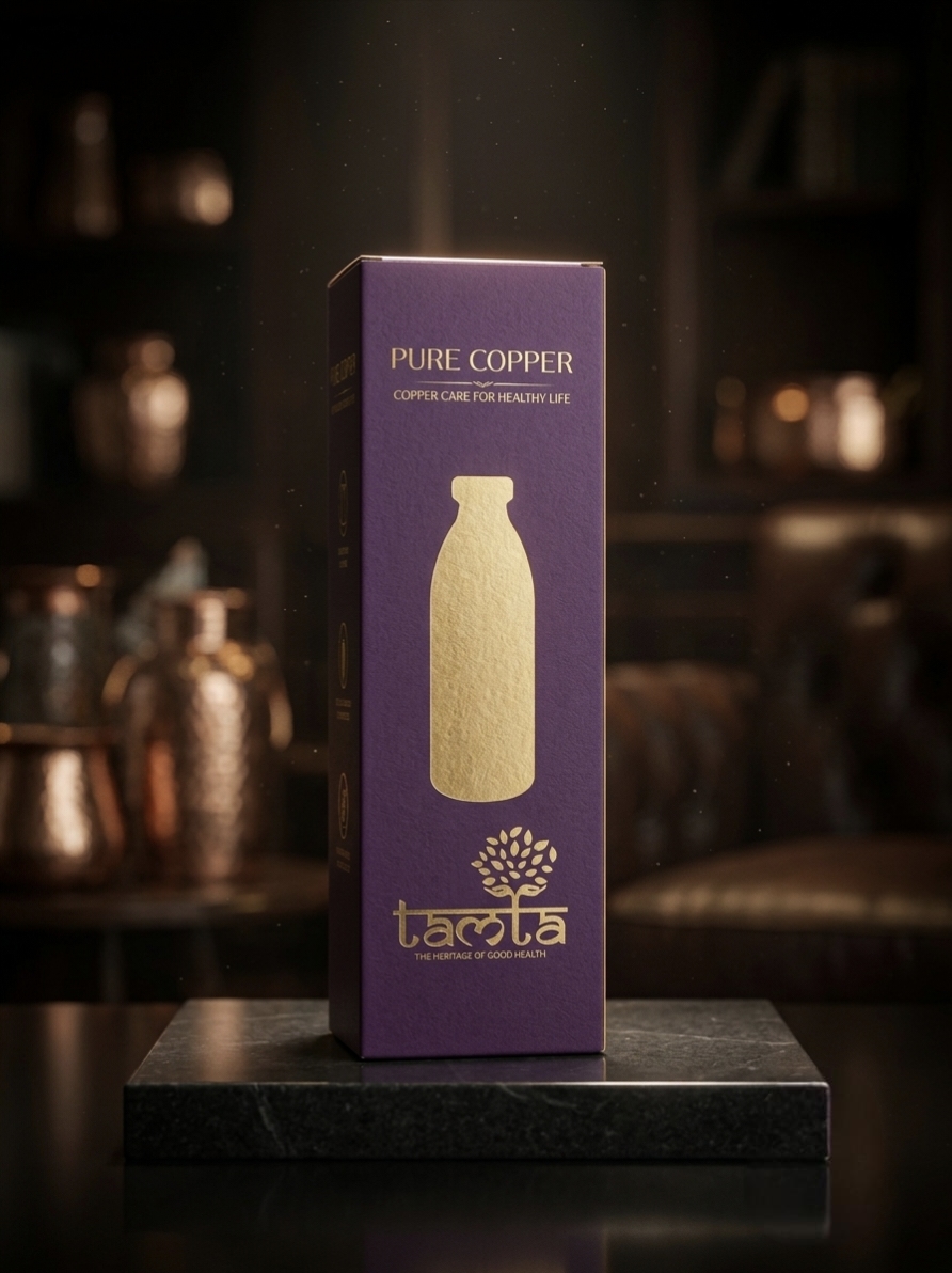 Crafted Copper Bottle – Half Hammered 950 ml H021 - विरासत