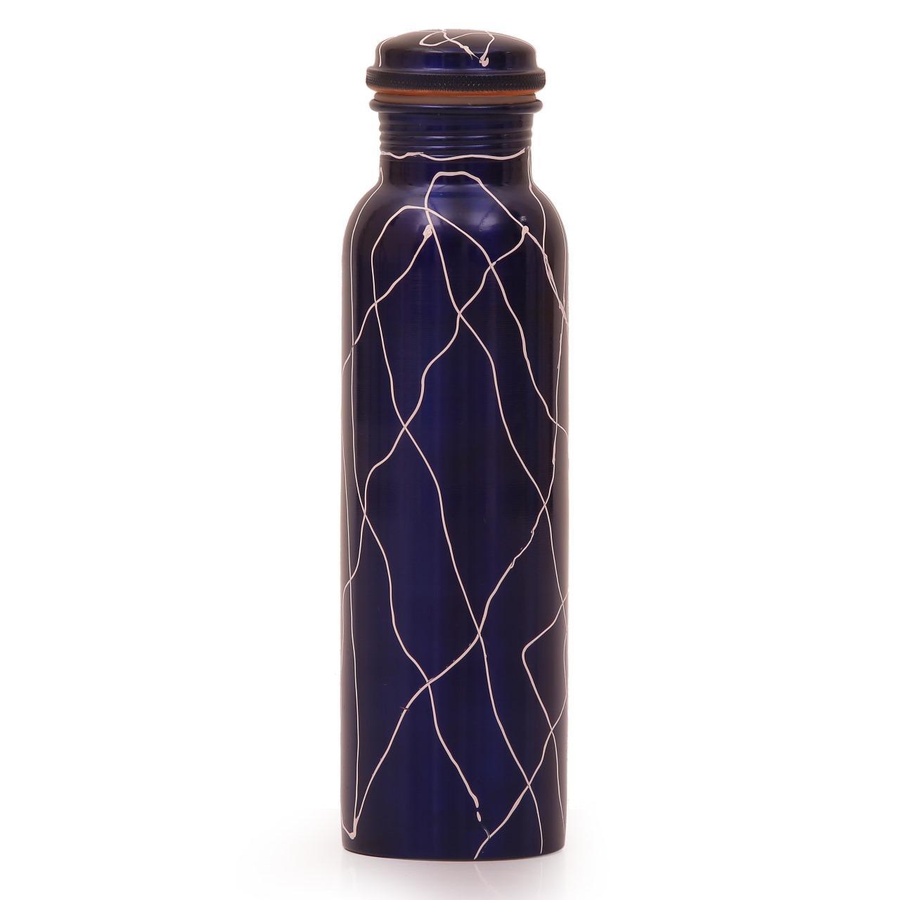 Copper Water Bottle, 1L, Set of 1, Navy Blue
