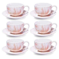 Marble cup & saucer Ceramic Mug Set of 12