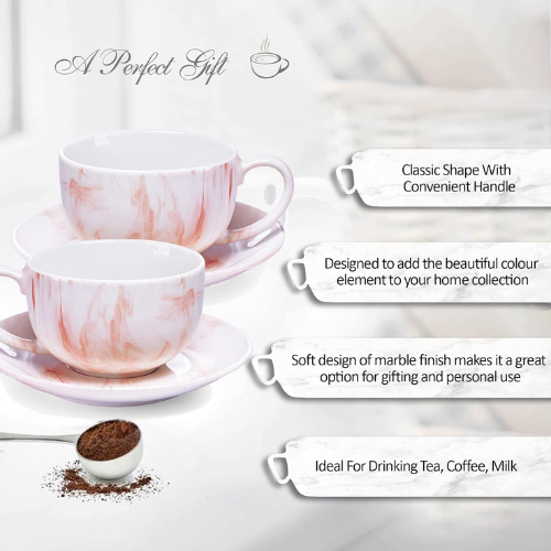 Marble cup & saucer Ceramic Mug Set of 12
