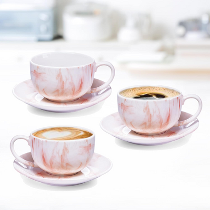 Marble cup & saucer Ceramic Mug Set of 12