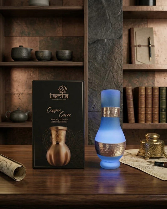 SURAI Half-Hammered Copper Bottle 400 ml S009- आरोग्य