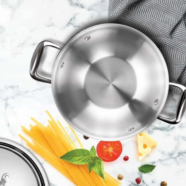 Triply Stainless Steel Kadhai with Lid 20CM