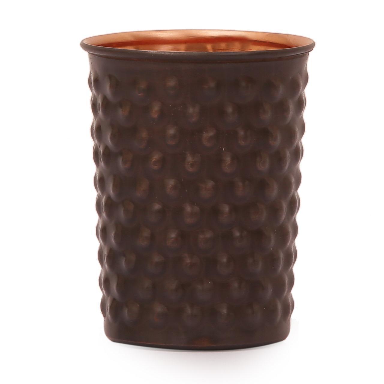 Pure Copper Glass Drinkware Hammered Tumbler- Black