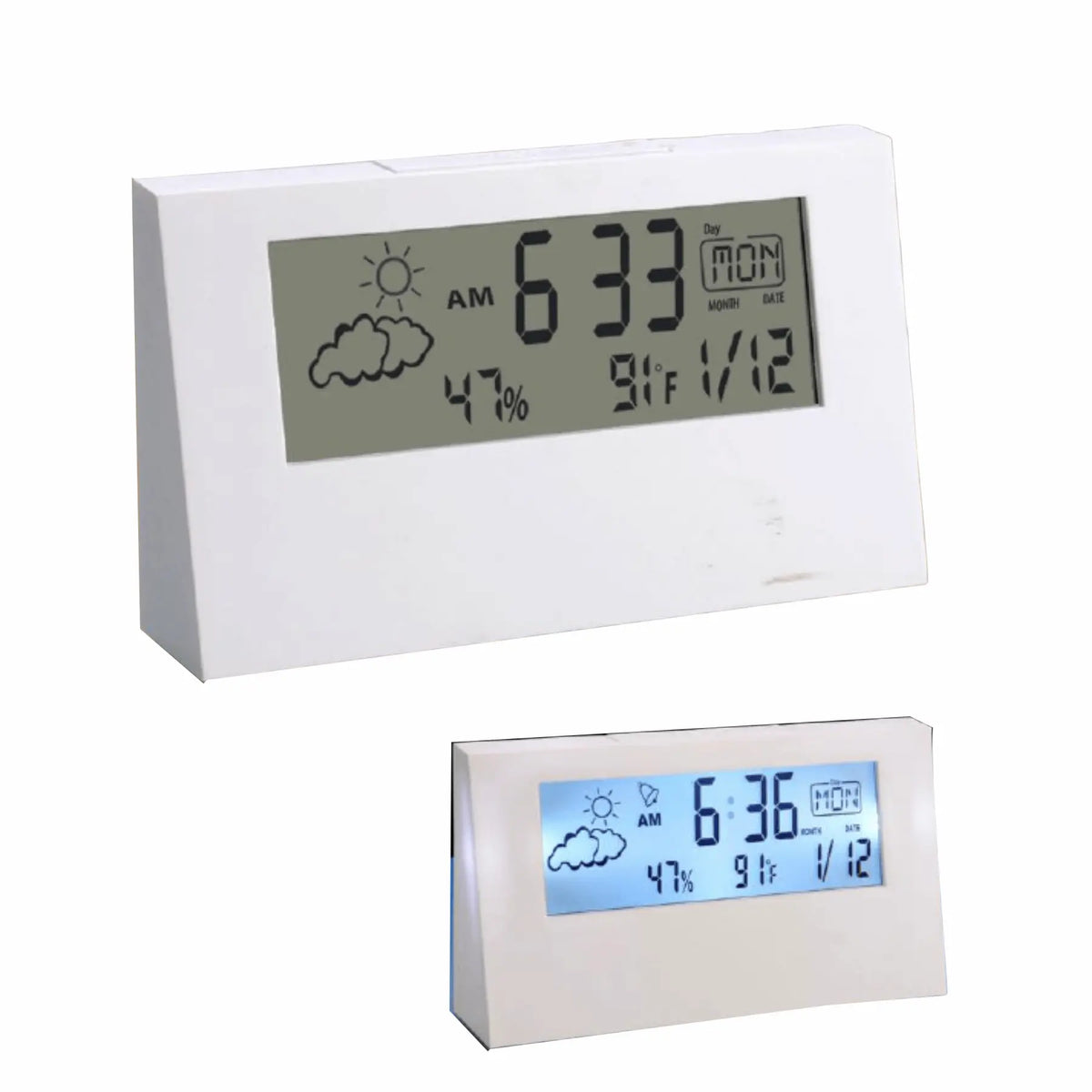 A104 – Sharp weather station clock with backlight