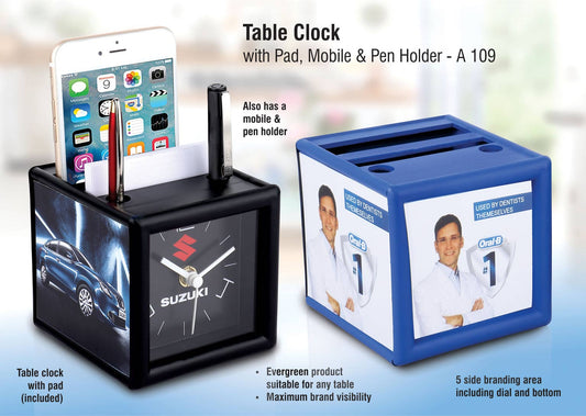 A109 – Table clock with pad and mobile holder