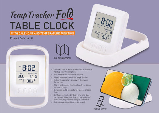 A 146 - TempTracker Fold Table Clock (with Calendar and Temperature Function)