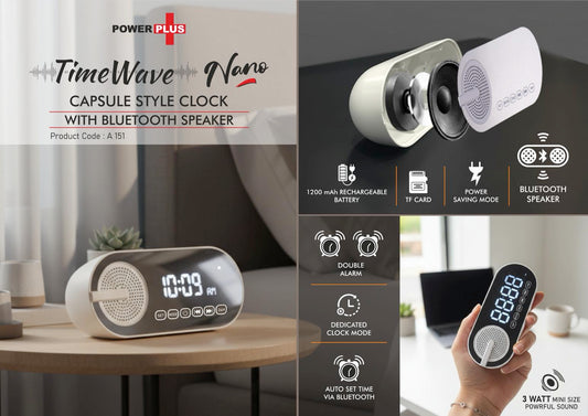 A 151 - TimeWave Nano Capsule Style Clock (with Bluetooth Speaker)