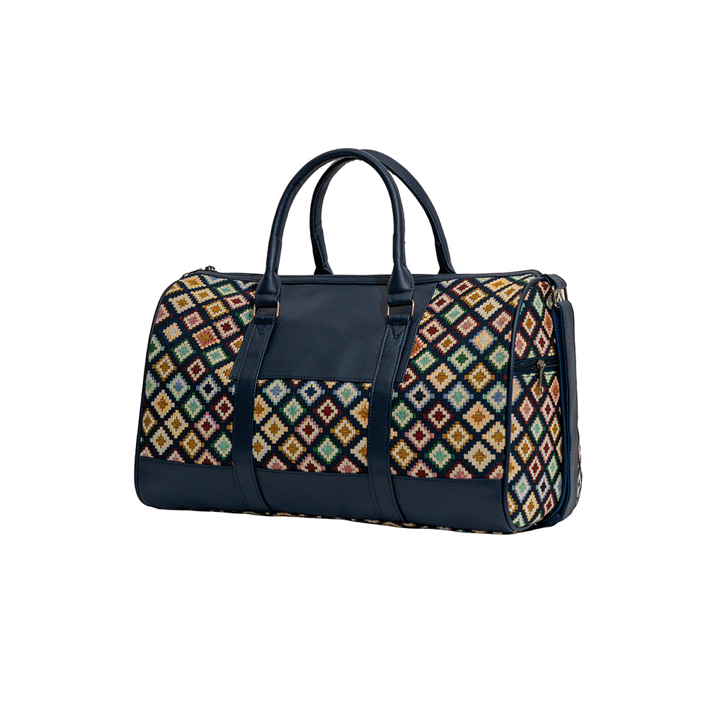 Multicolor Geometric Diamond Jacquard Travel Duffle Bag (Model: OMZ103)