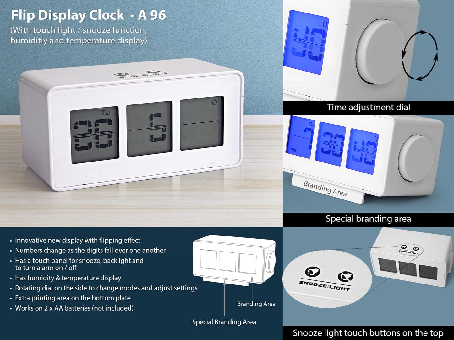 SMILE WORLD FLIP Display Digital Table Clock with Touch Light/Snooze Function