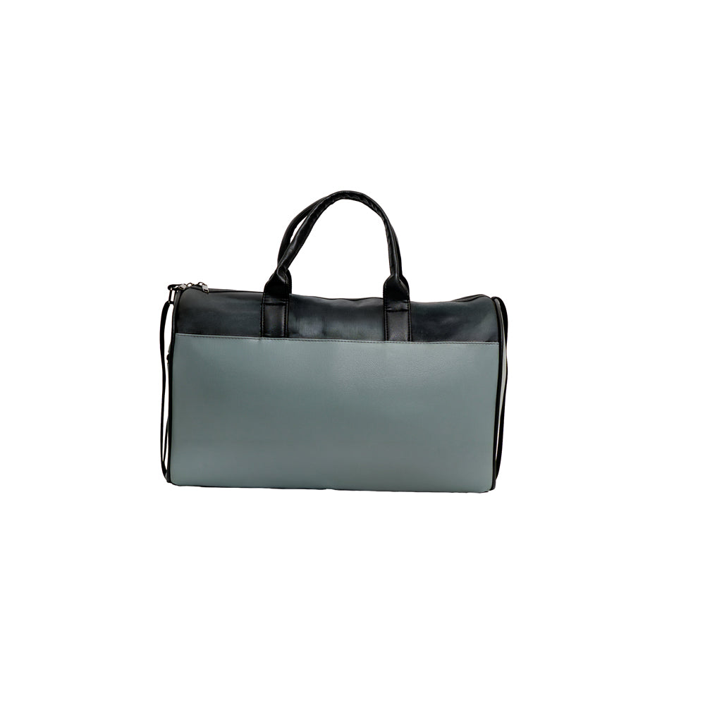 Dual-Tone Grey & Black Faux Leather Travel Duffle Bag (Model: TXL420)