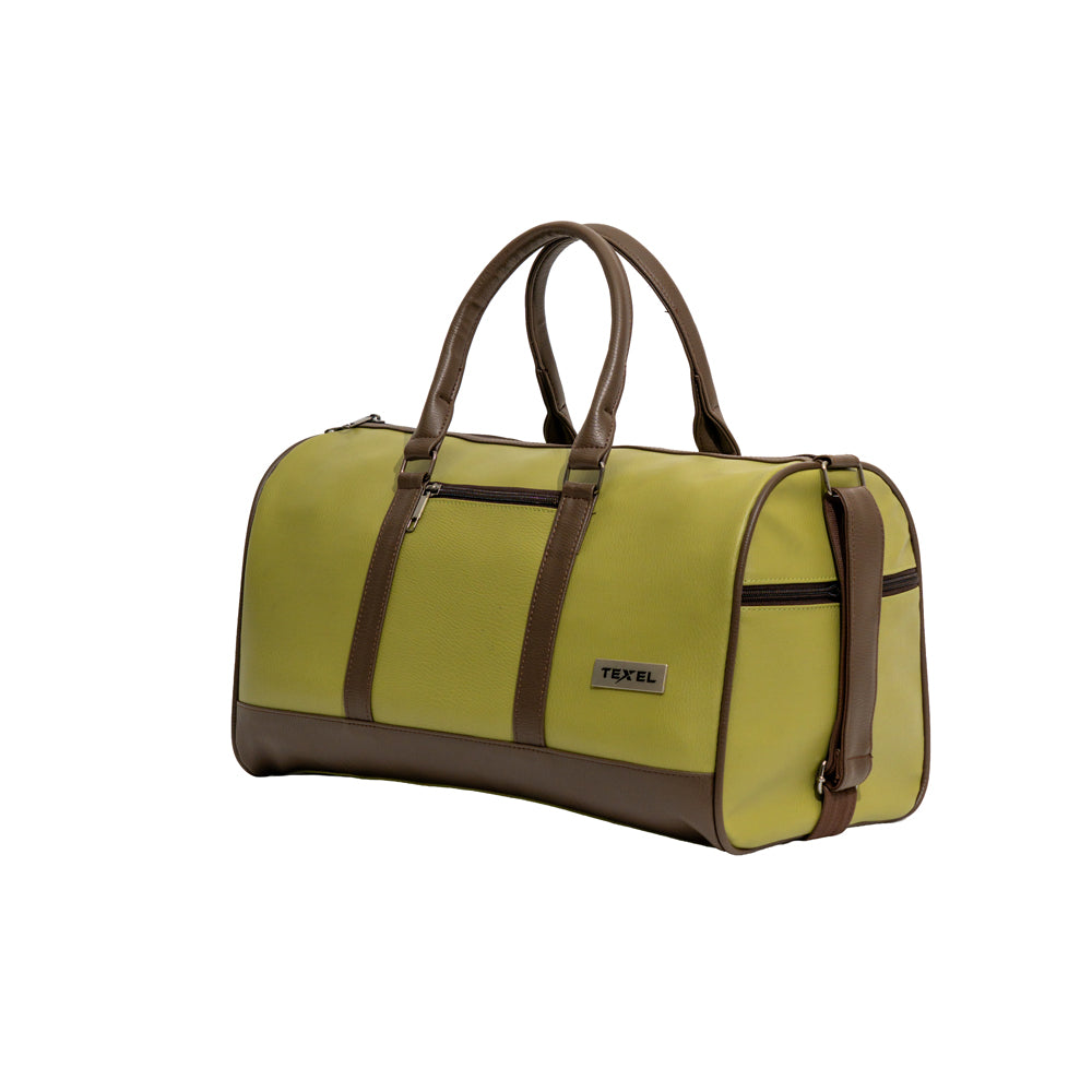RENOVA Olive Green & Brown Faux Leather Travel Duffle Bag (Model: R-412)