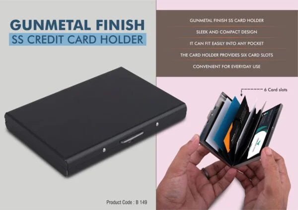 B149 – Gunmetal finish SS Credit card holder | 6 Card slots