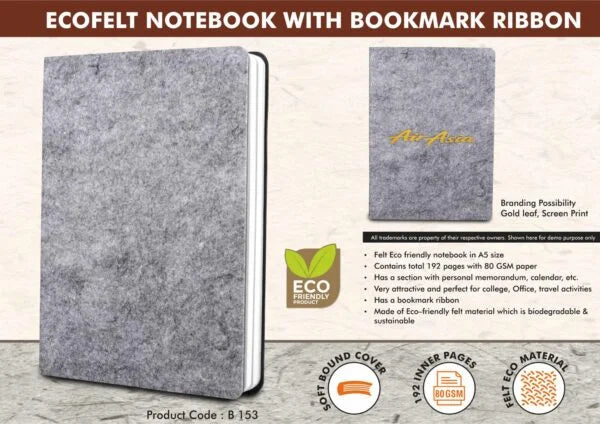 B153 – EcoFelt Notebook with bookmark ribbon