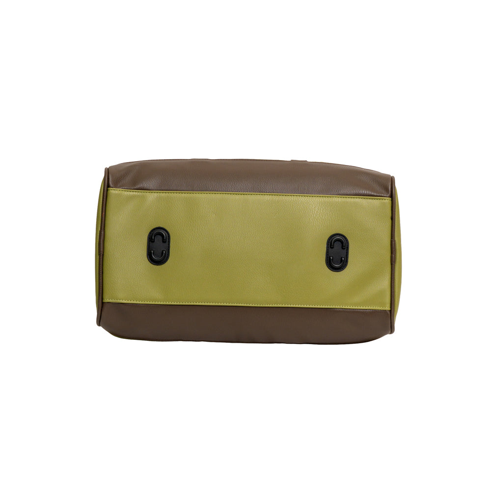 RENOVA Olive Green & Brown Faux Leather Travel Duffle Bag (Model: R-412)