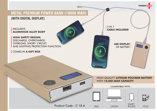 Metal Premium Power Bank (Model: C 18 A)