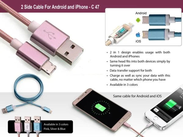 C47 – 2 side cable for Android and iPhone