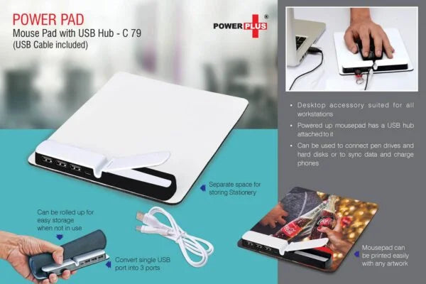 C79 – PowerPad: Mouse Pad With Usb Hub (USB cable included)