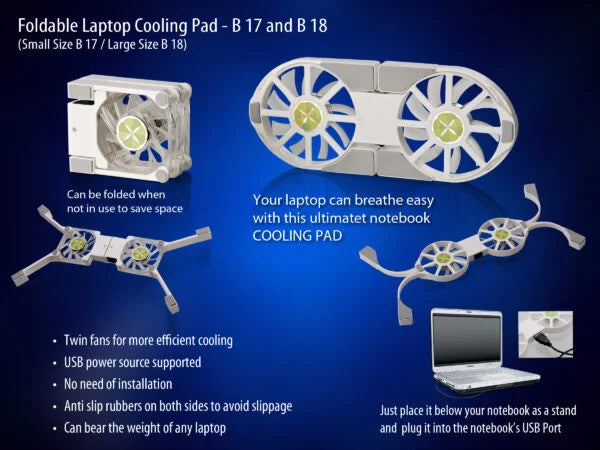 CB17 – Folding Laptop stand with USB Fan (Small)