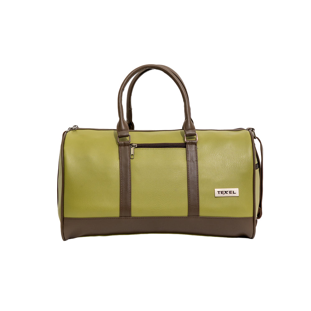 RENOVA Olive Green & Brown Faux Leather Travel Duffle Bag (Model: R-412)