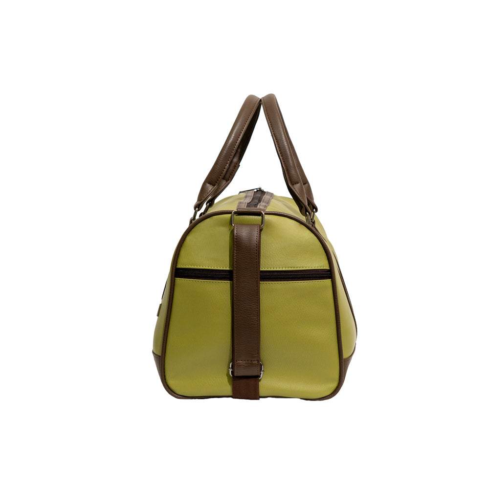 RENOVA Olive Green & Brown Faux Leather Travel Duffle Bag (Model: R-412)