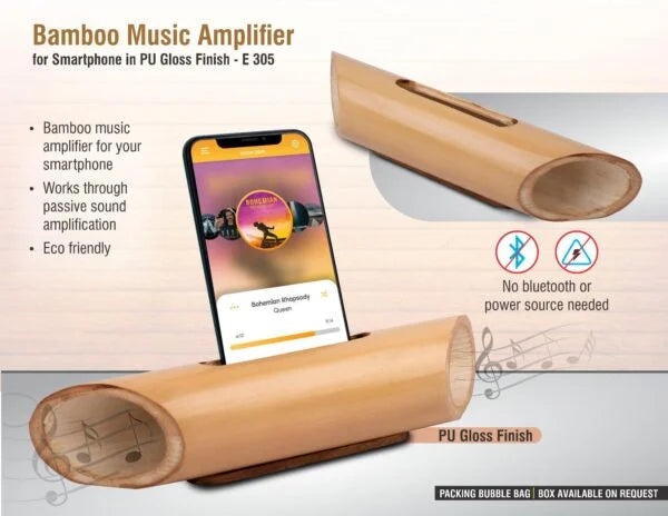 E305 – Bamboo Music Amplifier for Smartphones in PU gloss finish | Universal Design