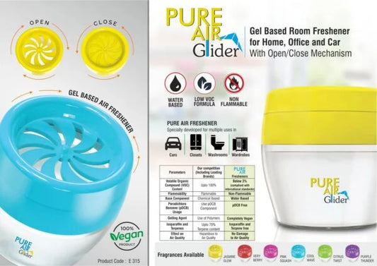 E315 – Pure Air Glider: Gel based room freshener for Home, Office and Car | With open/close mechanism