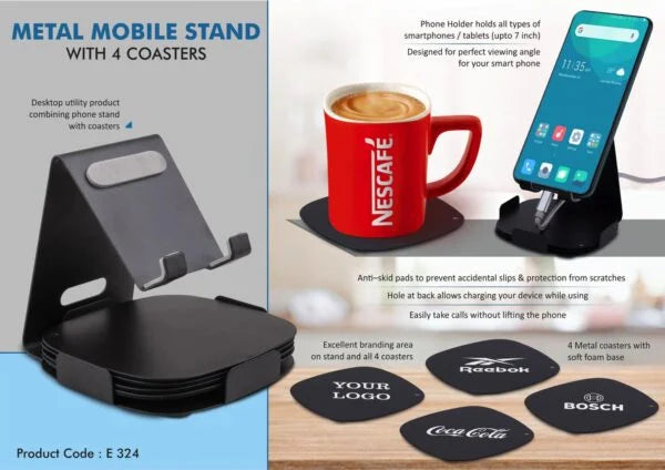E324 – Metal mobile stand with 4 Coasters