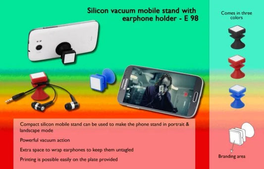 E98 – Silicon vacuum mobile stand with earphone holder