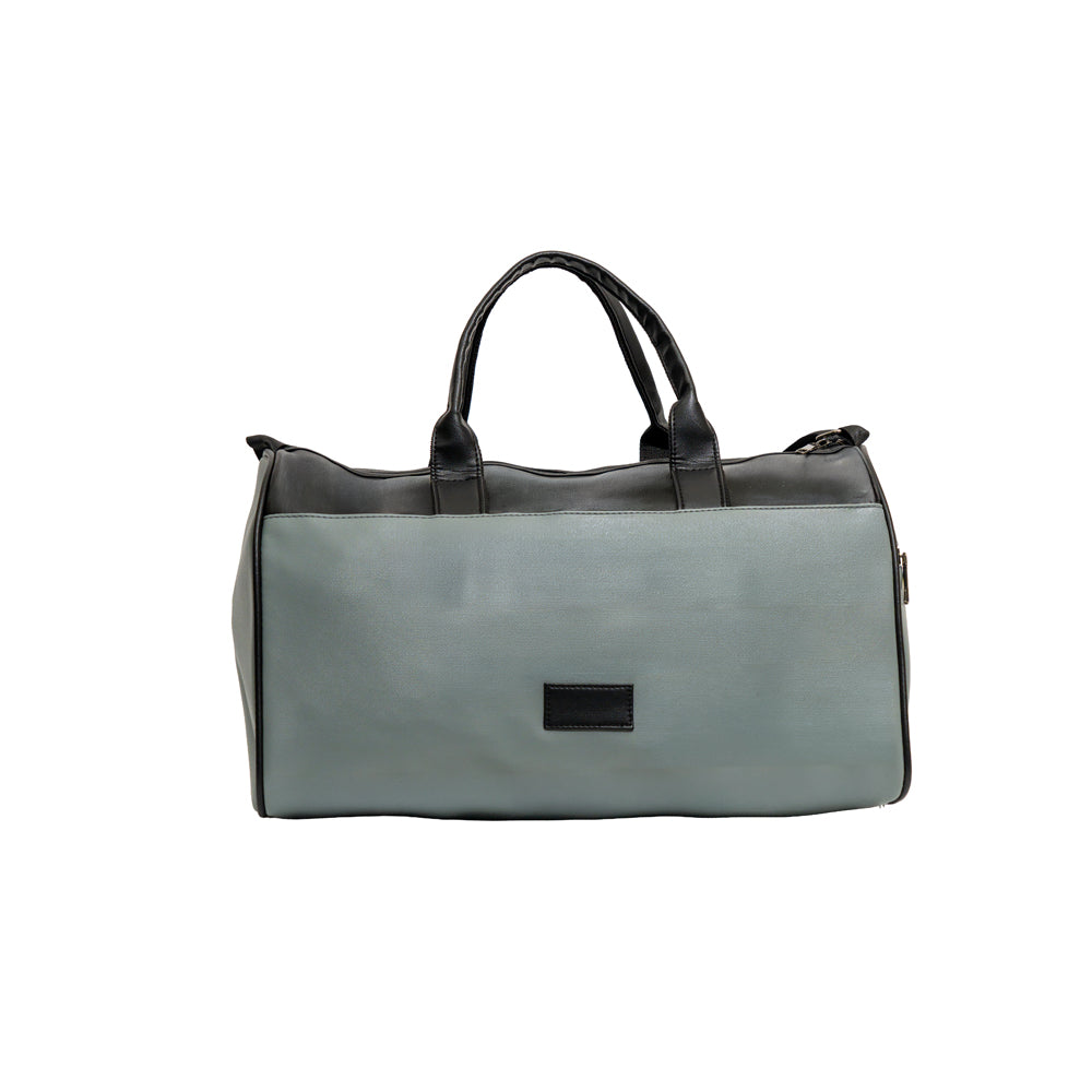 Dual-Tone Grey & Black Faux Leather Travel Duffle Bag (Model: TXL420)