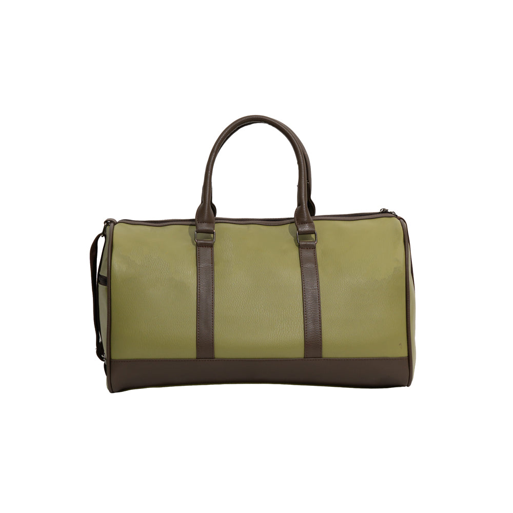 RENOVA Olive Green & Brown Faux Leather Travel Duffle Bag (Model: R-412)