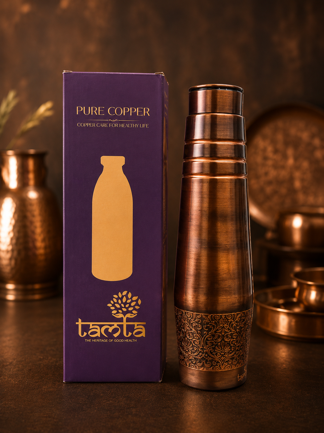 ETCHING Heritage Copper Bottle – Royal Matte Etch Edition 950 ml E015 - स्वास्थ्य