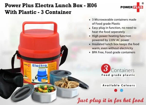 H06 – Power Plus Electra Lunch Box Plastic- 3 Container