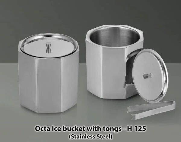 H125 – Octa SS Ice bucket with tongs