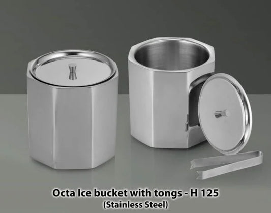 H125 – Octa SS Ice bucket with tongs