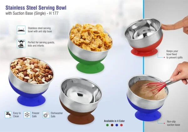 H177 – Stainless steel Serving bowl with suction base