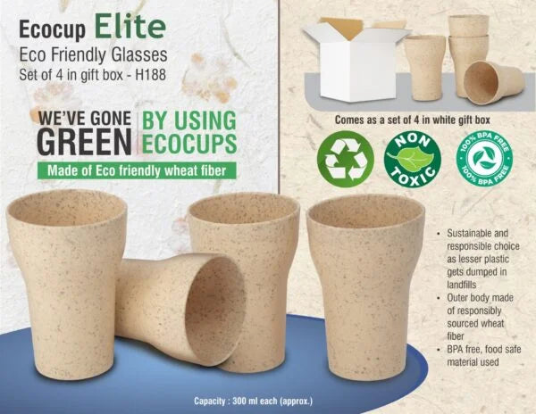 H188 – EcoCup Elite: Eco Friendly Glasses | Set of 4 in gift box